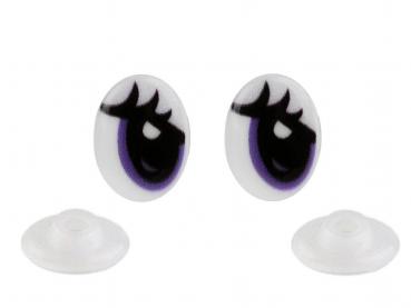 Augen mit Sicherung 12x17 mm Weiß/Schwarz/Lila (2 Stück)